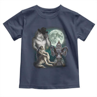 Funny Three Alpha Wolf Howling Moon Toddler T Shirt Weird Cringe Werewolf Meme - Wonder Print Shop