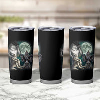 Funny Three Alpha Wolf Howling Moon Tumbler Cup Weird Cringe Werewolf Meme - Wonder Print Shop