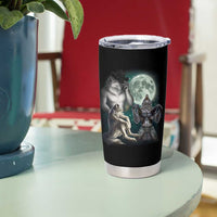 Funny Three Alpha Wolf Howling Moon Tumbler Cup Weird Cringe Werewolf Meme - Wonder Print Shop