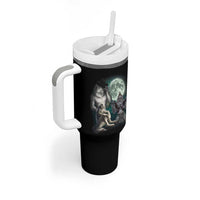 Funny Three Alpha Wolf Howling Moon Tumbler With Handle Weird Cringe Werewolf Meme - Wonder Print Shop