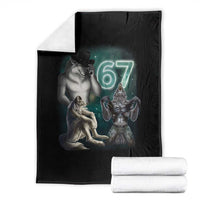 Funny 67 Alpha Wolf Throw Blanket Cringe Werewolf Howling Six Seven Meme - Wonder Print Shop