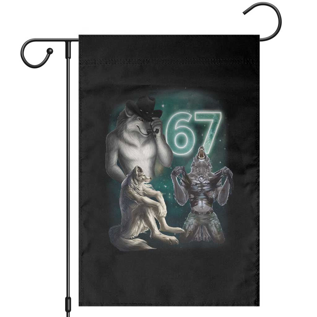 Funny 67 Alpha Wolf Garden Flag Cringe Werewolf Howling Six Seven Meme - Wonder Print Shop
