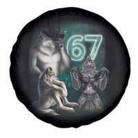 Funny 67 Alpha Wolf Spare Tire Cover Cringe Werewolf Howling Six Seven Meme - Wonder Print Shop