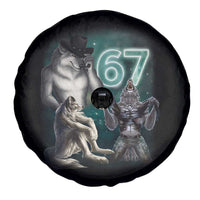 Funny 67 Alpha Wolf Spare Tire Cover Cringe Werewolf Howling Six Seven Meme - Wonder Print Shop