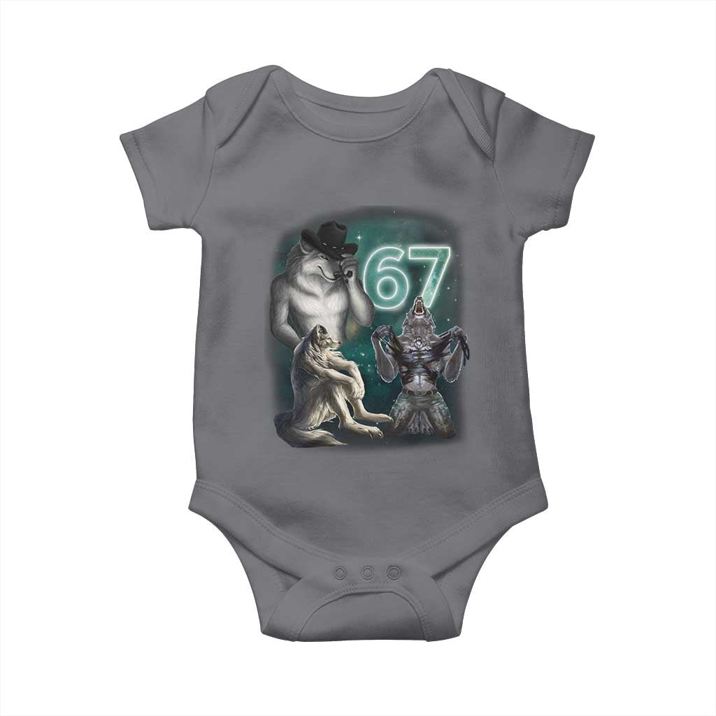 Funny 67 Alpha Wolf Baby Onesie Cringe Werewolf Howling Six Seven Meme - Wonder Print Shop