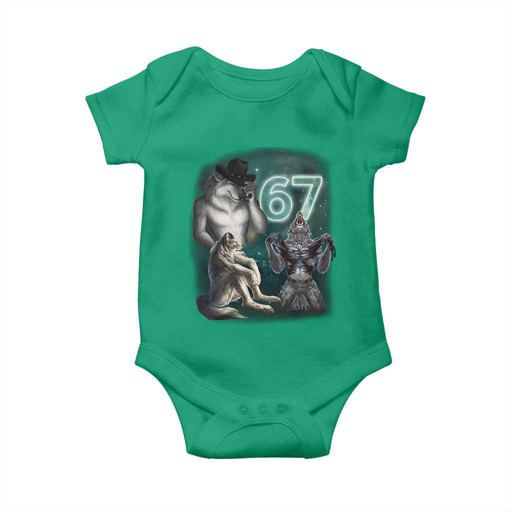 Funny 67 Alpha Wolf Baby Onesie Cringe Werewolf Howling Six Seven Meme - Wonder Print Shop