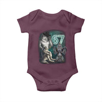 Funny 67 Alpha Wolf Baby Onesie Cringe Werewolf Howling Six Seven Meme - Wonder Print Shop