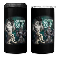 Funny 67 Alpha Wolf 4 in 1 Can Cooler Tumbler Cringe Werewolf Howling Six Seven Meme - Wonder Print Shop