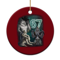 Funny 67 Alpha Wolf Ceramic Ornament Cringe Werewolf Howling Six Seven Meme - Wonder Print Shop