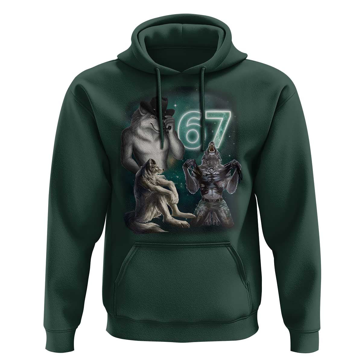 Funny 67 Alpha Wolf Hoodie Cringe Werewolf Howling Six Seven Meme - Wonder Print Shop