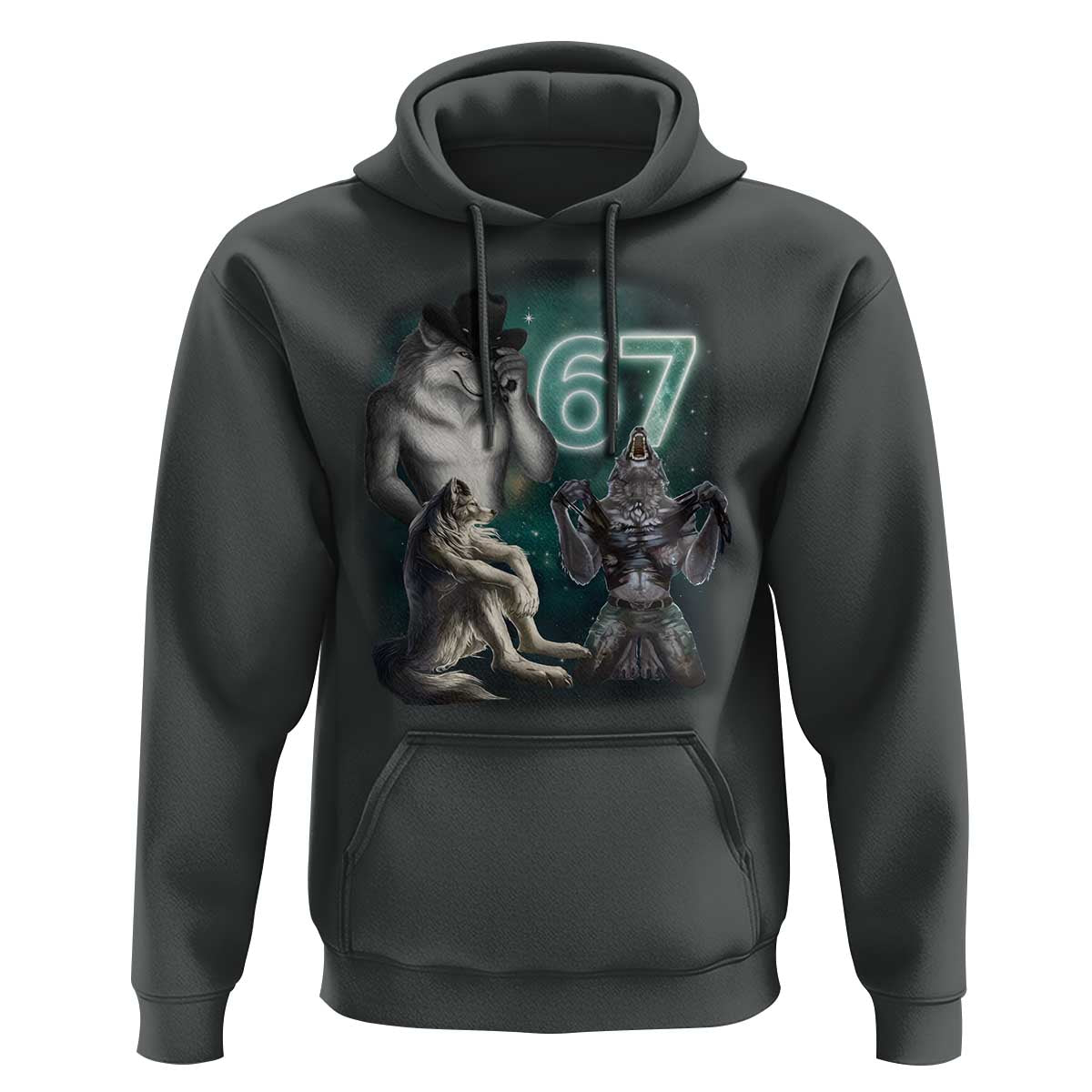 Funny 67 Alpha Wolf Hoodie Cringe Werewolf Howling Six Seven Meme - Wonder Print Shop
