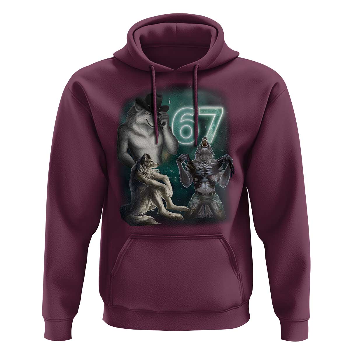 Funny 67 Alpha Wolf Hoodie Cringe Werewolf Howling Six Seven Meme - Wonder Print Shop