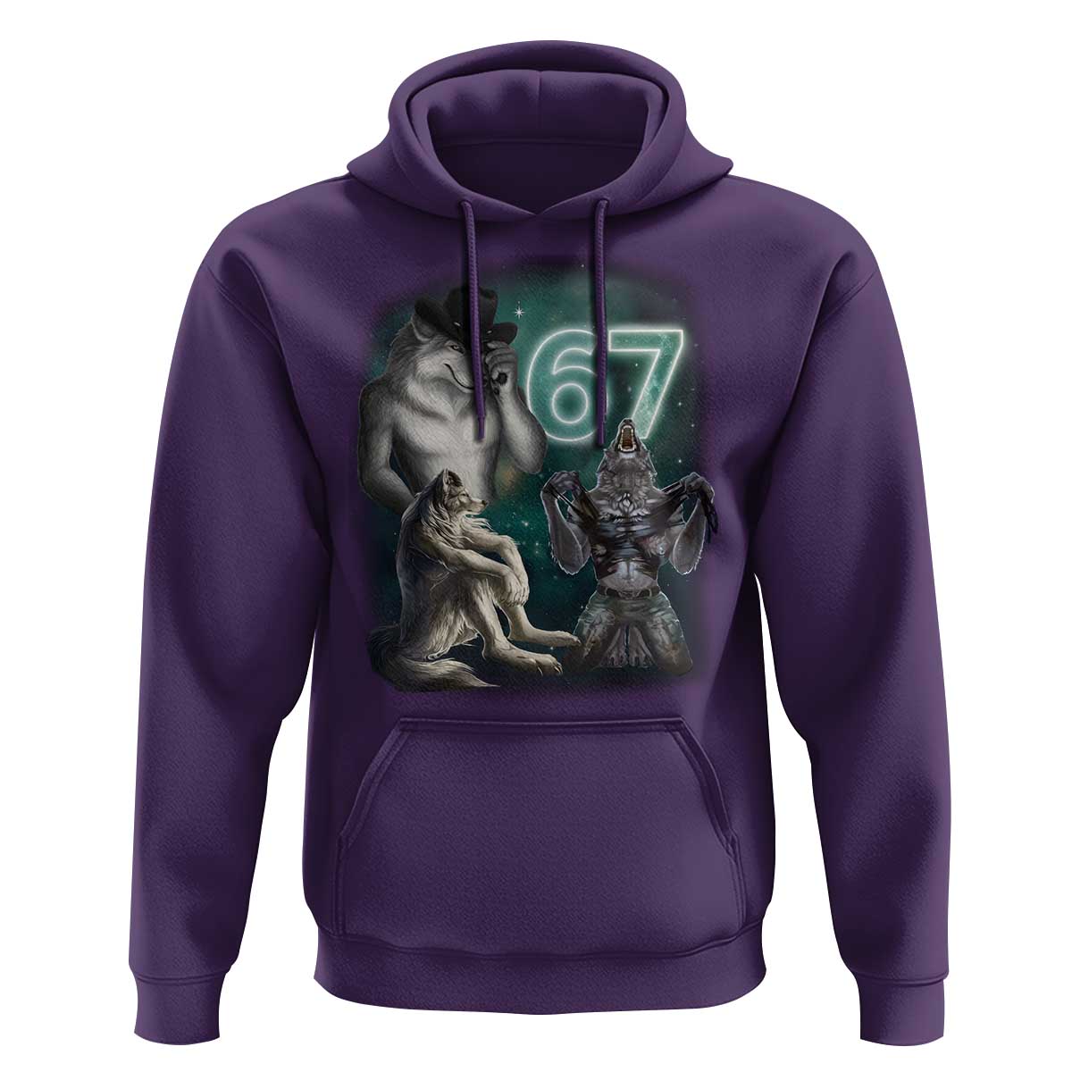 Funny 67 Alpha Wolf Hoodie Cringe Werewolf Howling Six Seven Meme - Wonder Print Shop