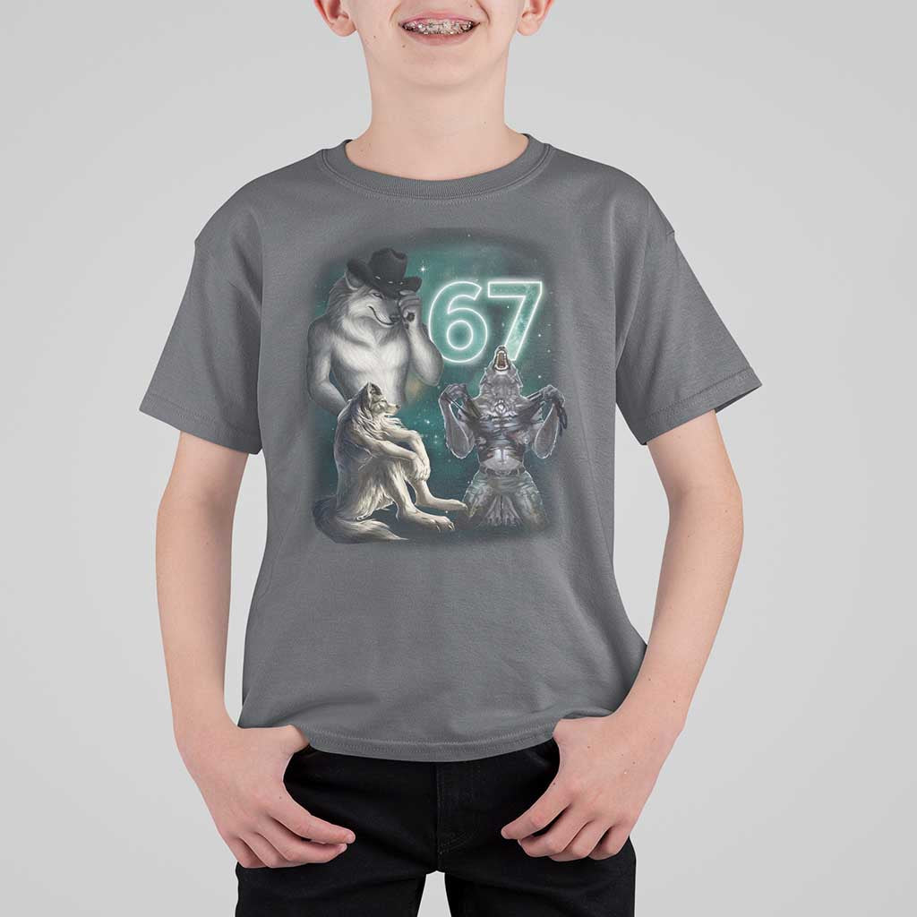Funny 67 Alpha Wolf T Shirt For Kid Cringe Werewolf Howling Six Seven Meme - Wonder Print Shop