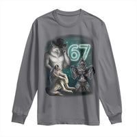 Funny 67 Alpha Wolf Long Sleeve Shirt Cringe Werewolf Howling Six Seven Meme - Wonder Print Shop