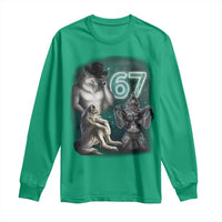 Funny 67 Alpha Wolf Long Sleeve Shirt Cringe Werewolf Howling Six Seven Meme - Wonder Print Shop