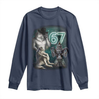 Funny 67 Alpha Wolf Long Sleeve Shirt Cringe Werewolf Howling Six Seven Meme - Wonder Print Shop