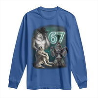 Funny 67 Alpha Wolf Long Sleeve Shirt Cringe Werewolf Howling Six Seven Meme - Wonder Print Shop