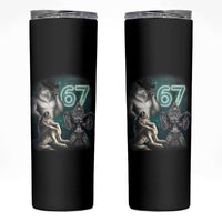 Funny 67 Alpha Wolf Skinny Tumbler Cringe Werewolf Howling Six Seven Meme - Wonder Print Shop