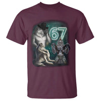 Funny 67 Alpha Wolf T Shirt Cringe Werewolf Howling Six Seven Meme - Wonder Print Shop