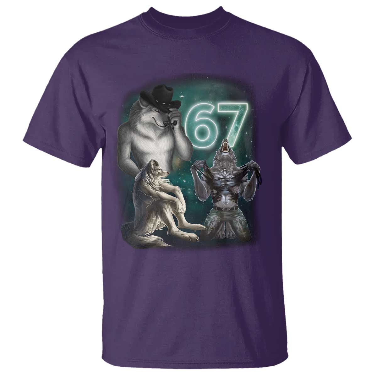 Funny 67 Alpha Wolf T Shirt Cringe Werewolf Howling Six Seven Meme - Wonder Print Shop