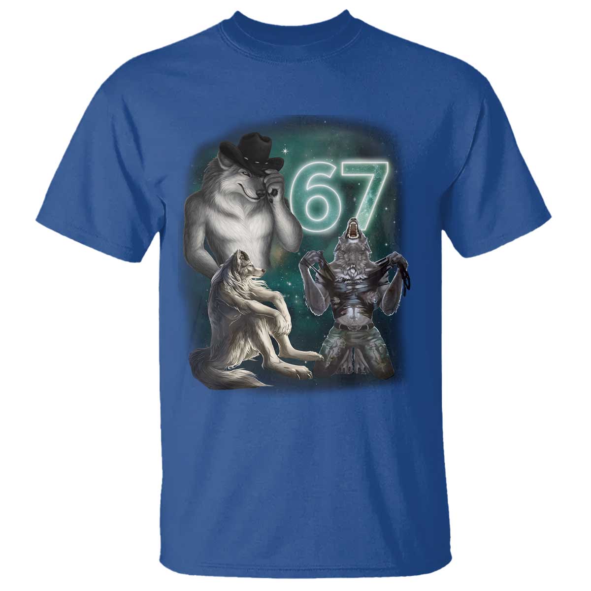 Funny 67 Alpha Wolf T Shirt Cringe Werewolf Howling Six Seven Meme - Wonder Print Shop