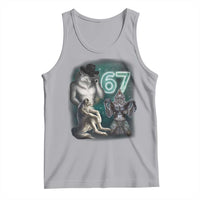 Funny 67 Alpha Wolf Tank Top Cringe Werewolf Howling Six Seven Meme - Wonder Print Shop