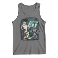 Funny 67 Alpha Wolf Tank Top Cringe Werewolf Howling Six Seven Meme - Wonder Print Shop