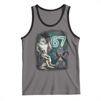Funny 67 Alpha Wolf Tank Top Cringe Werewolf Howling Six Seven Meme - Wonder Print Shop