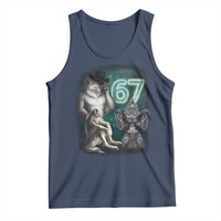 Funny 67 Alpha Wolf Tank Top Cringe Werewolf Howling Six Seven Meme - Wonder Print Shop