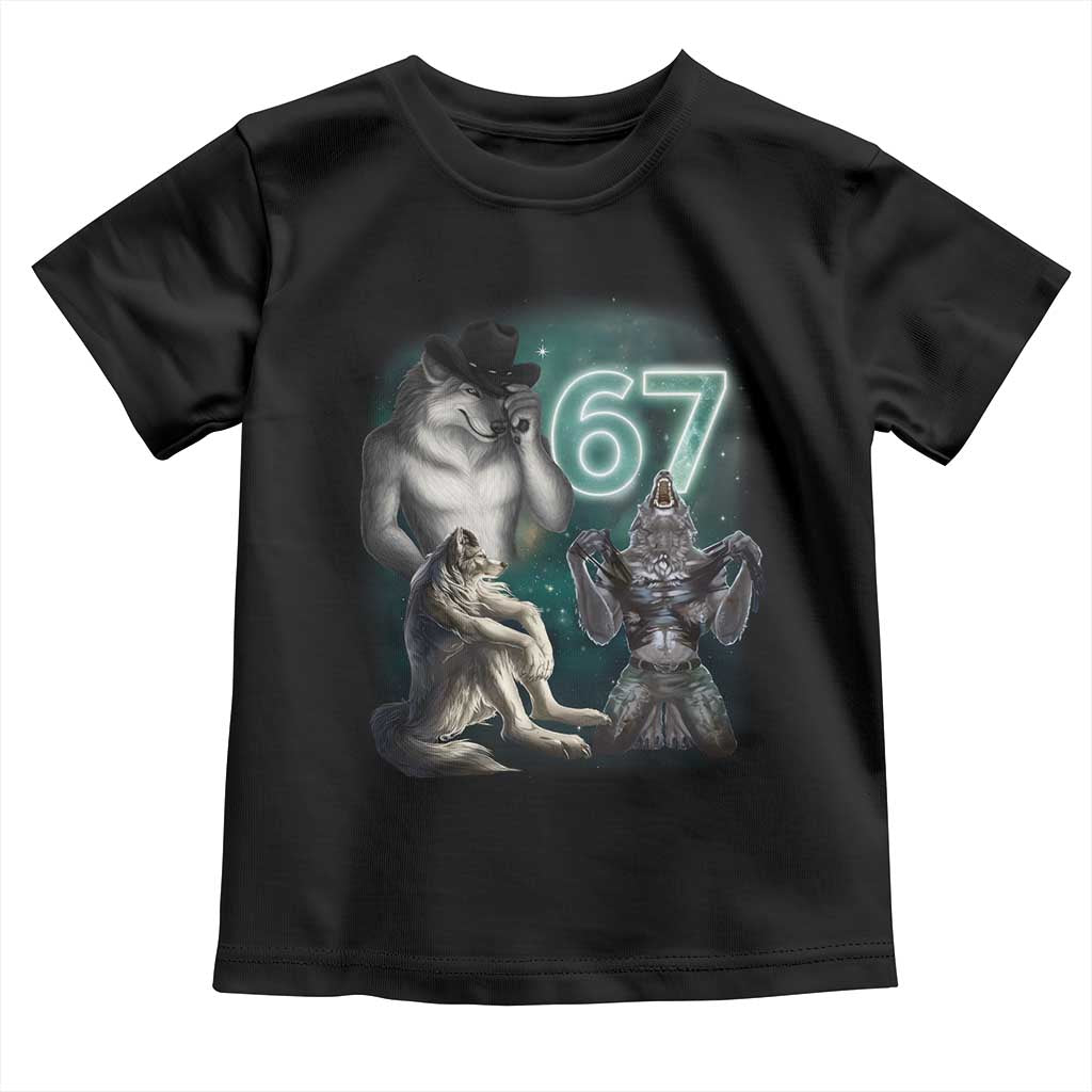 Funny 67 Alpha Wolf Toddler T Shirt Cringe Werewolf Howling Six Seven Meme - Wonder Print Shop