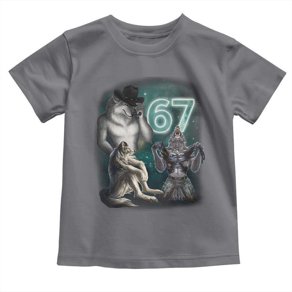 Funny 67 Alpha Wolf Toddler T Shirt Cringe Werewolf Howling Six Seven Meme - Wonder Print Shop
