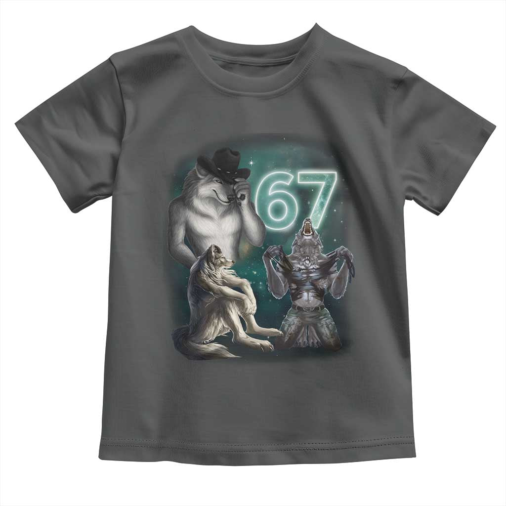 Funny 67 Alpha Wolf Toddler T Shirt Cringe Werewolf Howling Six Seven Meme - Wonder Print Shop