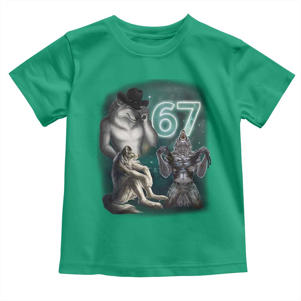 Funny 67 Alpha Wolf Toddler T Shirt Cringe Werewolf Howling Six Seven Meme - Wonder Print Shop