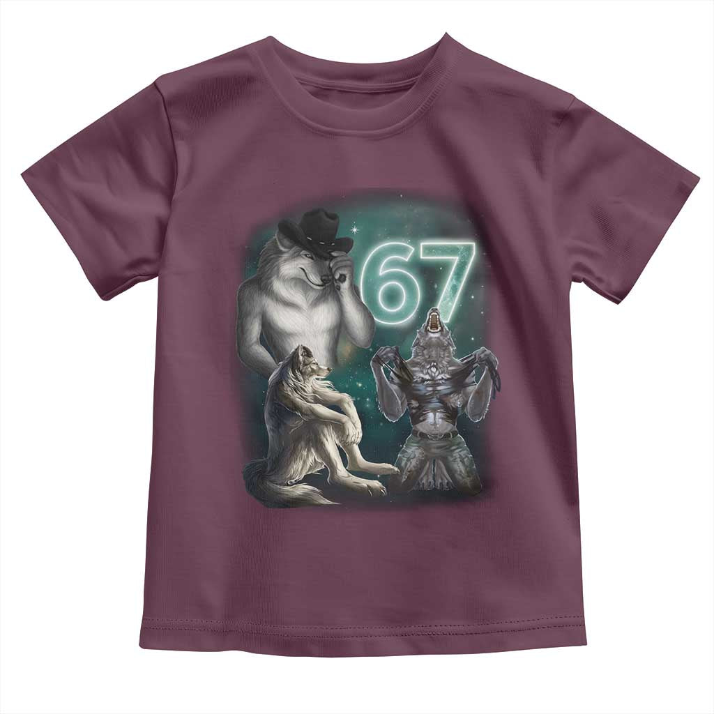 Funny 67 Alpha Wolf Toddler T Shirt Cringe Werewolf Howling Six Seven Meme - Wonder Print Shop
