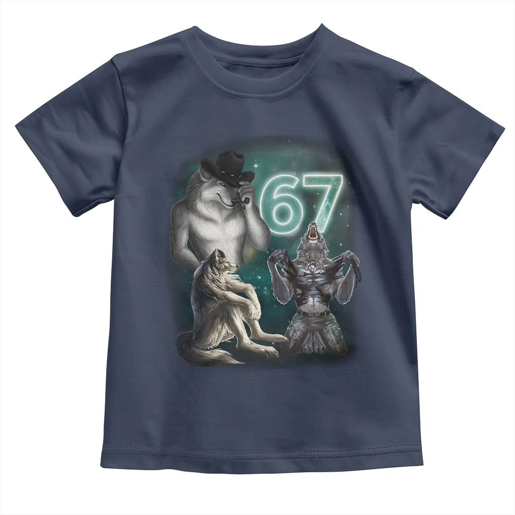 Funny 67 Alpha Wolf Toddler T Shirt Cringe Werewolf Howling Six Seven Meme - Wonder Print Shop