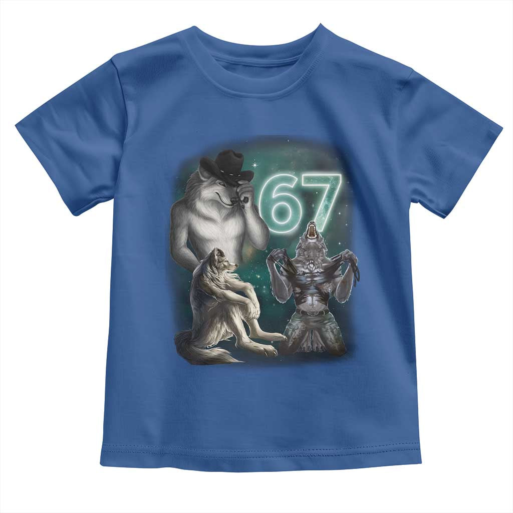 Funny 67 Alpha Wolf Toddler T Shirt Cringe Werewolf Howling Six Seven Meme - Wonder Print Shop