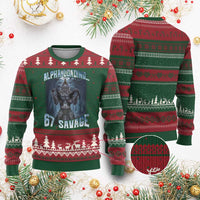 Funny 67 Alpha Wolf Ugly Christmas Sweater Alpha Loading 67 Savage Six Seven Gen Z Meme - Wonder Print Shop