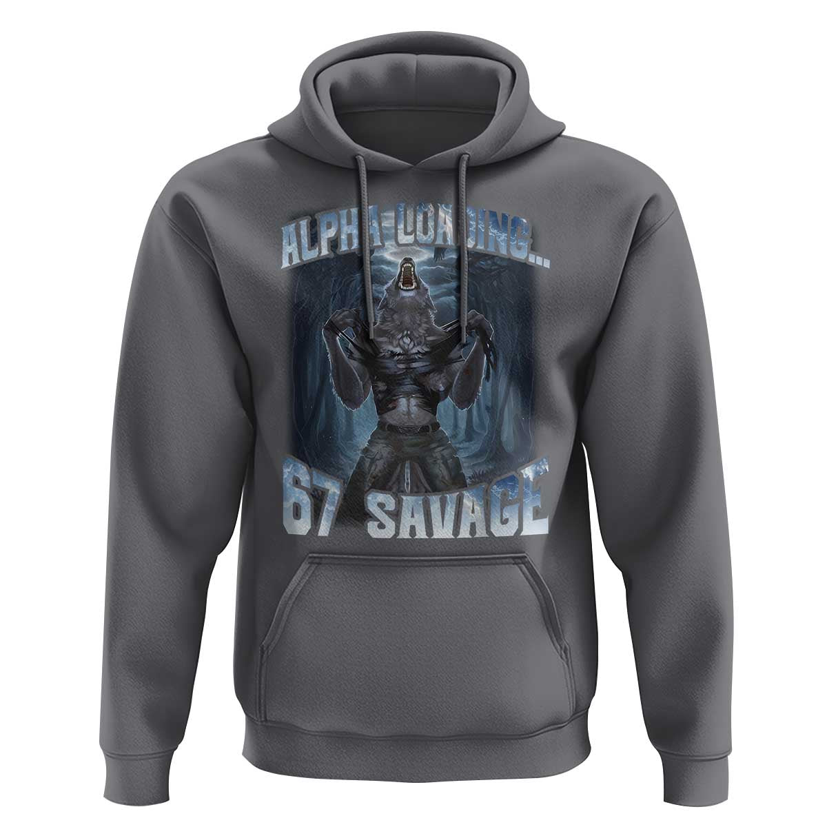 Funny 67 Alpha Wolf Hoodie Alpha Loading 67 Savage Six Seven Gen Z Meme - Wonder Print Shop