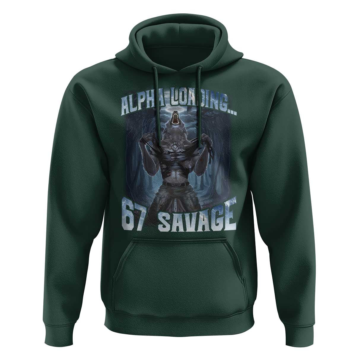 Funny 67 Alpha Wolf Hoodie Alpha Loading 67 Savage Six Seven Gen Z Meme - Wonder Print Shop