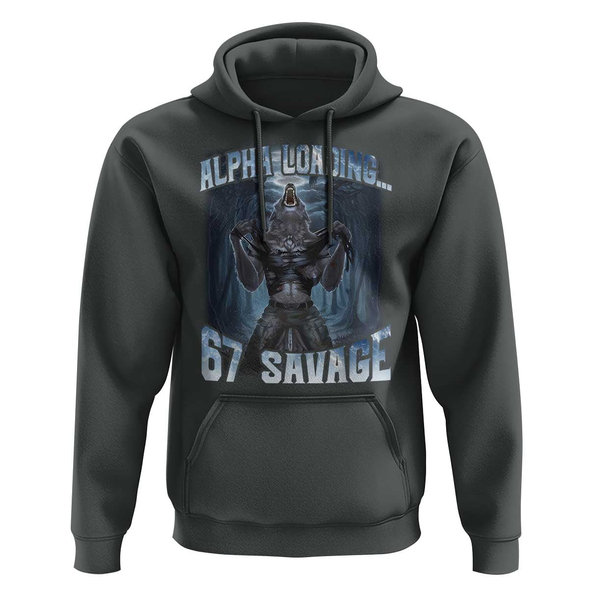 Funny 67 Alpha Wolf Hoodie Alpha Loading 67 Savage Six Seven Gen Z Meme - Wonder Print Shop
