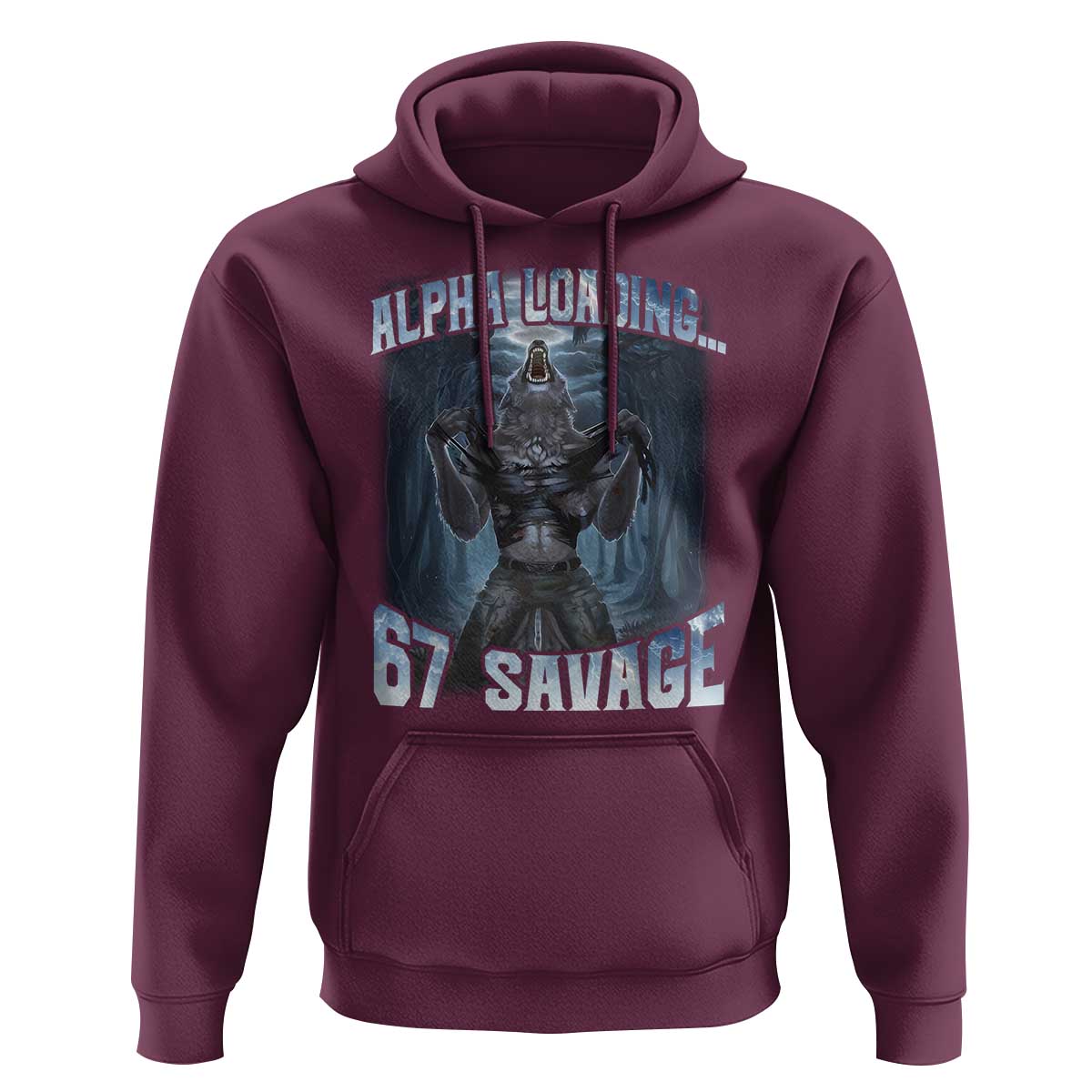 Funny 67 Alpha Wolf Hoodie Alpha Loading 67 Savage Six Seven Gen Z Meme - Wonder Print Shop