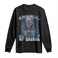 Funny 67 Alpha Wolf Long Sleeve Shirt Alpha Loading 67 Savage Six Seven Gen Z Meme - Wonder Print Shop
