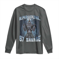 Funny 67 Alpha Wolf Long Sleeve Shirt Alpha Loading 67 Savage Six Seven Gen Z Meme - Wonder Print Shop