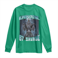 Funny 67 Alpha Wolf Long Sleeve Shirt Alpha Loading 67 Savage Six Seven Gen Z Meme - Wonder Print Shop