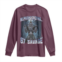 Funny 67 Alpha Wolf Long Sleeve Shirt Alpha Loading 67 Savage Six Seven Gen Z Meme - Wonder Print Shop