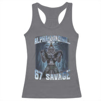 Funny 67 Alpha Wolf Racerback Tank Top Alpha Loading 67 Savage Six Seven Gen Z Meme - Wonder Print Shop