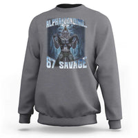 Funny 67 Alpha Wolf Sweatshirt Alpha Loading 67 Savage Six Seven Gen Z Meme - Wonder Print Shop