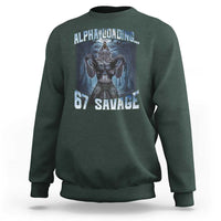 Funny 67 Alpha Wolf Sweatshirt Alpha Loading 67 Savage Six Seven Gen Z Meme - Wonder Print Shop