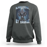 Funny 67 Alpha Wolf Sweatshirt Alpha Loading 67 Savage Six Seven Gen Z Meme - Wonder Print Shop